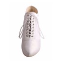 ELLEN White Victorian Ankle Wedding Boots Louis Heel front view