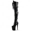 FLAMINGO Black Buckle Thigh High Stripper Boots