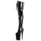 INFINITY Black Thigh High Stripper Boots with Buckle