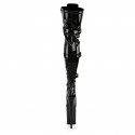 INFINITY Black Thigh High Stripper Boots with Buckle back view