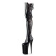 INFINITY Black 9 Inch Side Lace Up Thigh High Stripper Boots