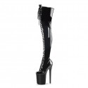 INFINITY Black 9 Inch Front Lace Up Thigh High Stripper Boots