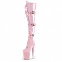 INFINITY Pink 9 Inch Buckle Thigh High Stripper Boots