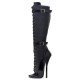 SCREAM Black Kinky High Heel Knee High Boots with Buckle