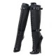 SCREAM Black Kinky High Heel Knee High Boots with Buckle side