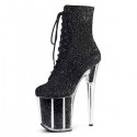 FLAMINGO Sparkly Black 8 Inch Ankle Stripper Boots
