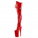 INFINITY Red 9 Inch Buckle Thigh High Stripper Boots