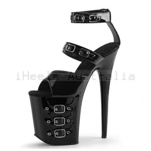 FLAMINGO Sexy Black Buckle Sky High Heels