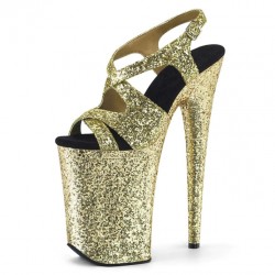 INFINITY Gold Glitter Cross Strap 9 Inch Stripper Heels
