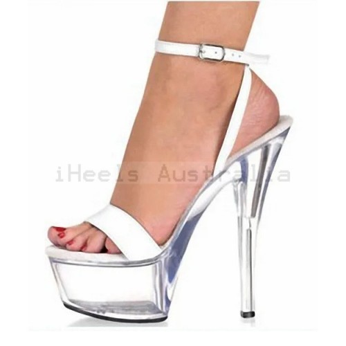 DELIGHT Sexy White Strappy Clear High Heel Sandals