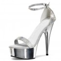 DELIGHT Sexy Silver Glitter One Strap High Heel Sandals