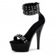 DELIGHT Black Studded Single Strap 6 Inch High Heel Sandals