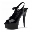 DELIGHT Sexy Black Peep Toe 6 Inch High Heel Sandals