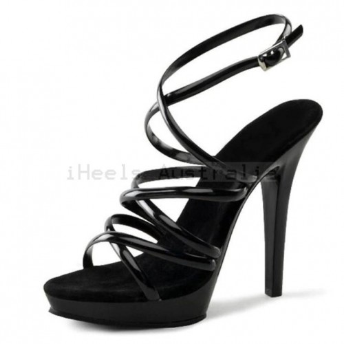 SEDUCE Black Wrap Around 5 Inch Stripper Heels