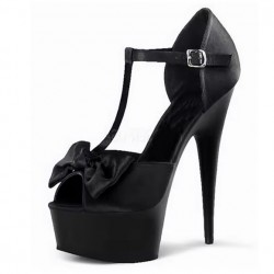 DELIGHT Sexy Black T Bar Peep Toe Platform High Heels