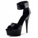 DELIGHT Sexy Black Ankle Strap High Heel Sandals