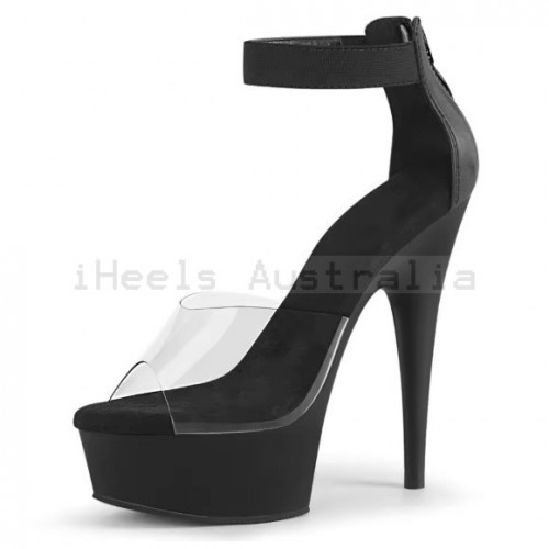 DELIGHT Sexy Black Ankle Strap High Heel Sandals
