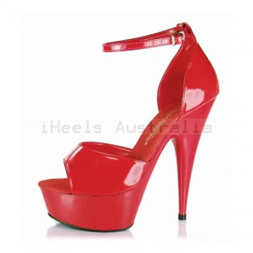 DELIGHT Sexy Red High Heel Sandals with Ankle Strap