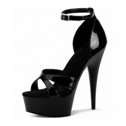 DELIGHT Sexy Black Cross Strap High Heel Sandals