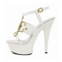 DELIGHT Sexy White T Strap High Heel Sandals