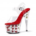 ADORE Clear/Red Rose 7 Inch Stripper Heels