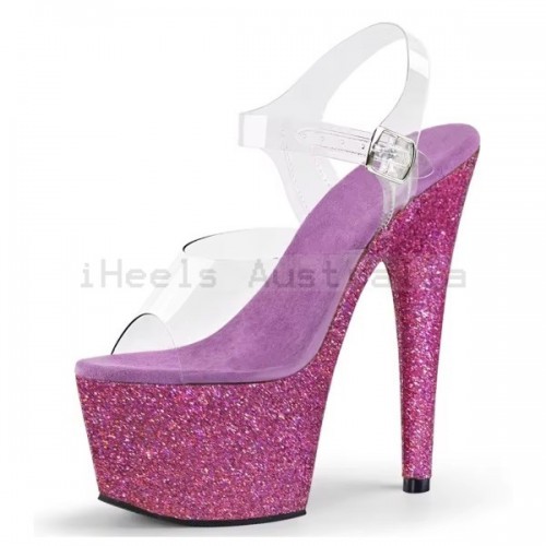 ADORE Clear/Hot Pink Glitter 7 Inch Stripper Heels