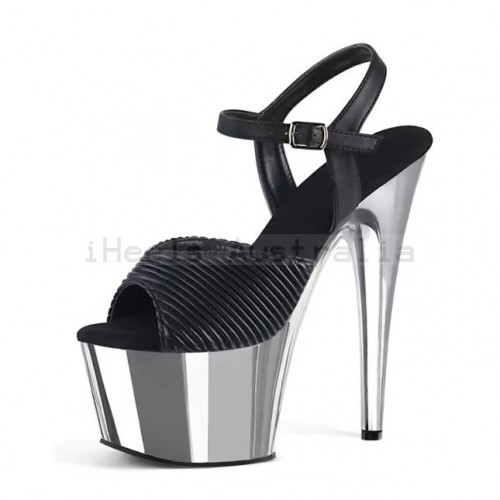 ADORE Black/Silver Chrome 7 Inch Stripper Heels