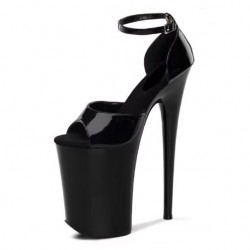 FLAMINGO Sexy Black Ankle Strap Sky High Heels