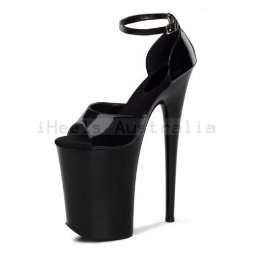 FLAMINGO Sexy Black Ankle Strap Sky High Heels