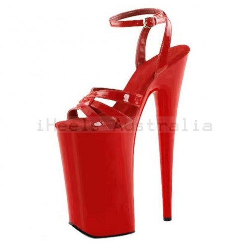 INFINITY Red Ankle Strap 9 Inch Stripper Heels