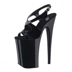 INFINITY Sexy Black Cross Strappy Ultra High Heels
