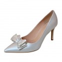 ELLEN Ivory Satin Pointed Toe Wedding High Heels with Bow