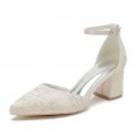 BELLA Champagne Lace Block Heel Closed Toe Wedding Shoes side