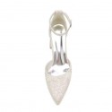 BELLA Champagne Lace Block Heel Closed Toe Wedding Shoes front