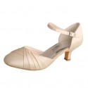 ELLEN Ivory Satin Mary Jane Low Heel Wedding Shoes