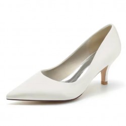 BELLA Minimalist Ivory Satin Low Heel Wedding Shoes