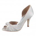 ELLEN White Satin High Heel Peep Toe Wedding Shoes
