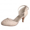ELLEN Ivory Lace Mary Jane Wedding Shoes Kitten Heel