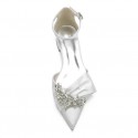 BELLINA White 1 Inch Heel Wedding Shoes with Asymmetric Bow front