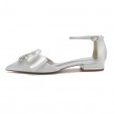 BELLINA White 1 Inch Heel Wedding Shoes with Asymmetric Bow side