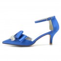 BELLA Blue Low Heel Wedding Shoes with Asymmetric Bow