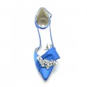 BELLA Blue Low Heel Wedding Shoes with Asymmetric Bow front