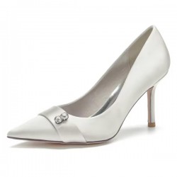 BELLA Ivory Satin Pointed Toe High Heels for Wedding