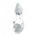 BELLA White Peep Toe Low Heel Wedding Shoes with Crystal Bow_back