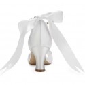BELLA White Peep Toe Low Heel Wedding Shoes with Pearl Ankle Strap_back