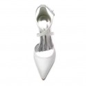 BELLA White Closed Toe Block Heel Wedding Shoes_front
