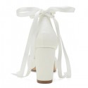 BELLA White Closed Toe Block Heel Wedding Shoes with Pearl Ankle Strap_back