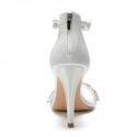 BELLA White Crystal One Strap Wedding High Heels_back