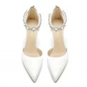 BELLA White Wedding High Heels with Rhinestones Ankle Strap_front