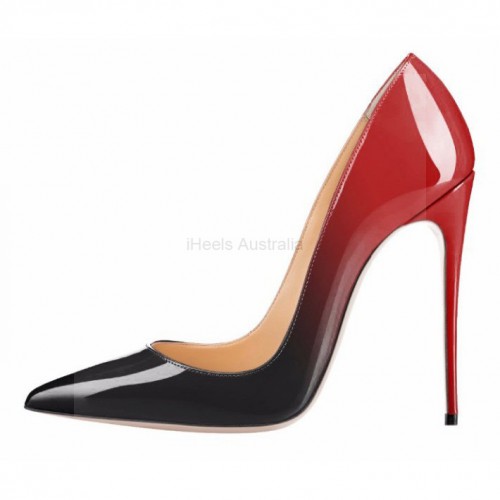 ELLIE Fading Black/Red Pointed Toe 12cm Stiletto High Heels